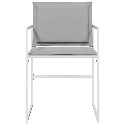 Tuinstoelen 4 st met kussens staal en textileen wit