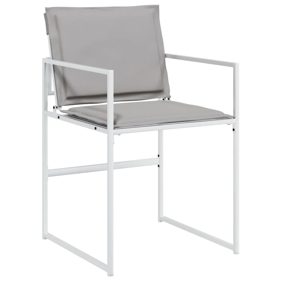 Tuinstoelen 4 st met kussens staal en textileen wit