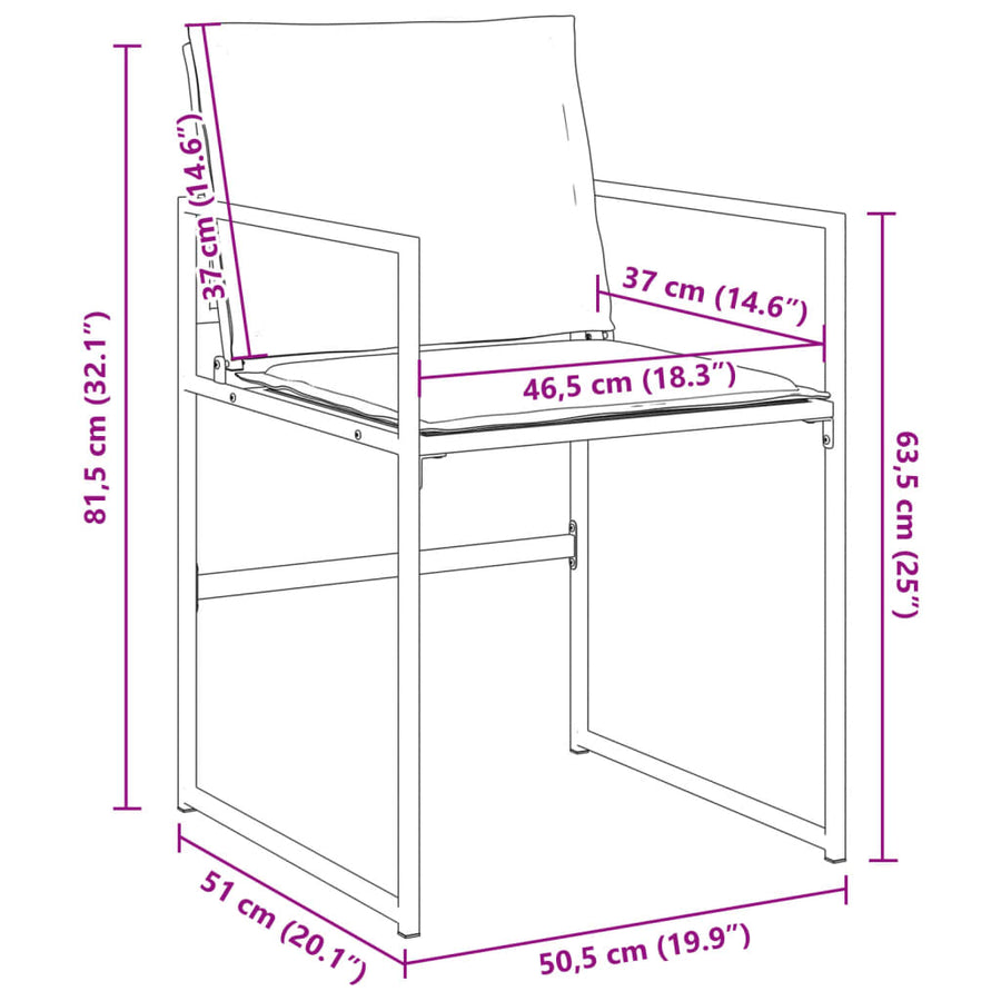 Tuinstoelen 4 st met kussens staal en textileen wit