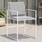 Tuinstoelen 4 st staal textileen wit met kussens