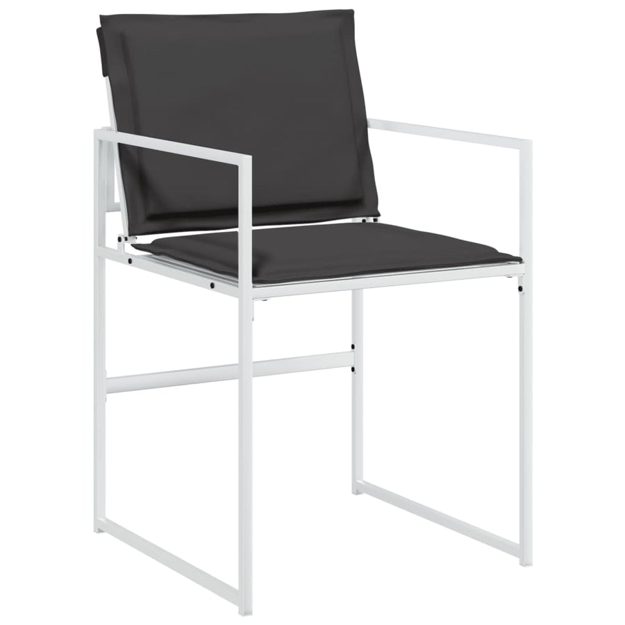 Tuinstoelen 4 st met kussens staal en textileen wit