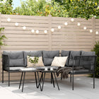 Tuinbank L-vormig staal textileen zwart 176x175x75 cm