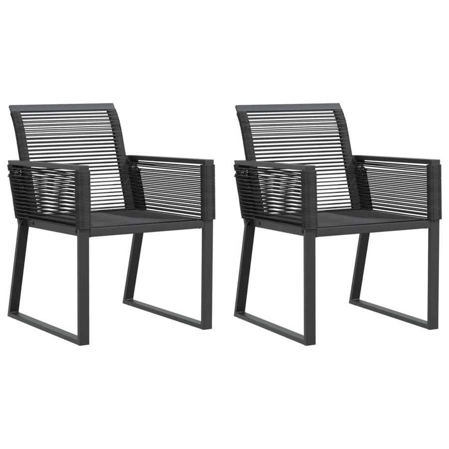 Tuinstoelen 2 st poly rattan zwart