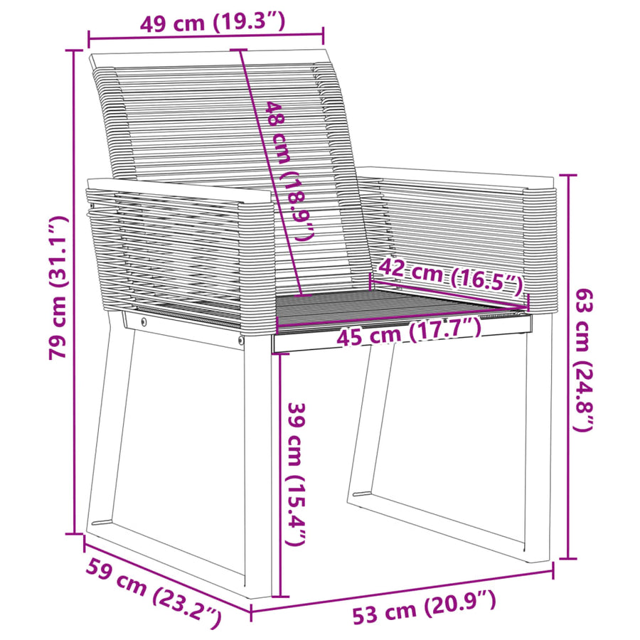 Tuinstoelen 2 st poly rattan zwart