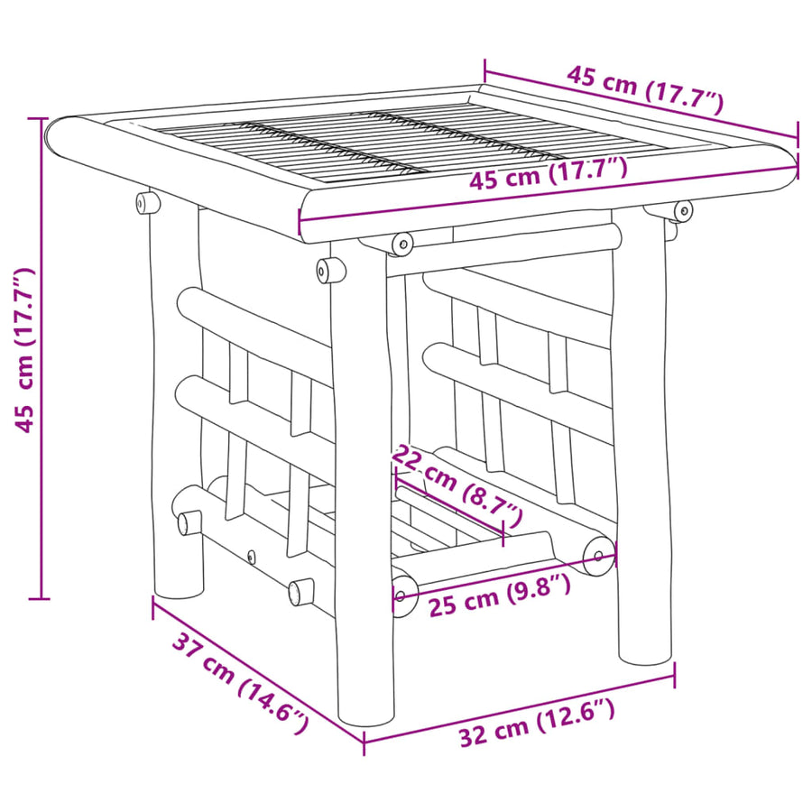 Bijzettafel Bamboe 45 x 45 x 45 cm