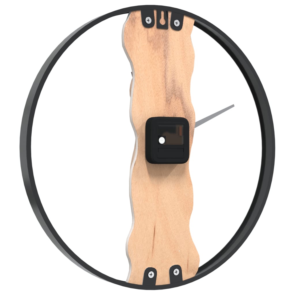 Wandklok Ø35 cm ijzer en eikenhout bruin