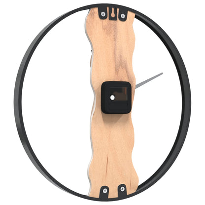 Wandklok Ø35 cm ijzer en eikenhout bruin