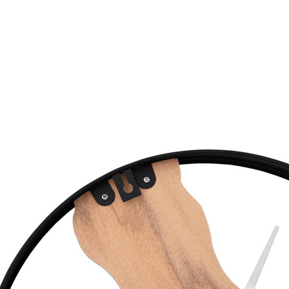 Wandklok Ø35 cm ijzer en eikenhout bruin