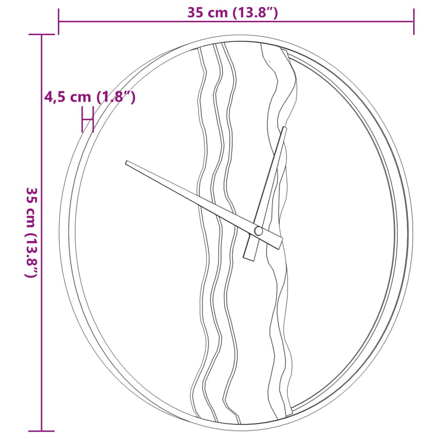 Wandklok Ø35 cm ijzer en eikenhout bruin