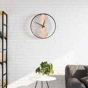 Wandklok 35 cm ijzer eikenhout bruin