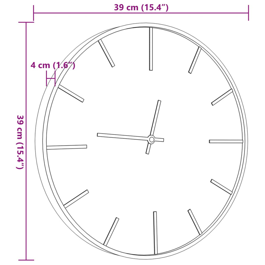 Wandklok Ø39 cm ijzer en bewerkt hout bruin