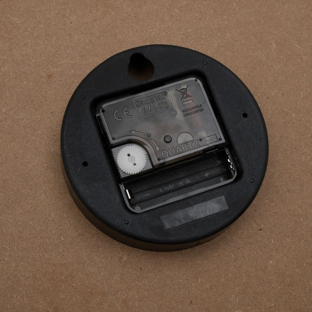 Wandklok Ø30 cm bewerkt hout geel en zwart