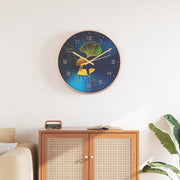 Wandklok 29,5 cm goud blauw polystyreen glas