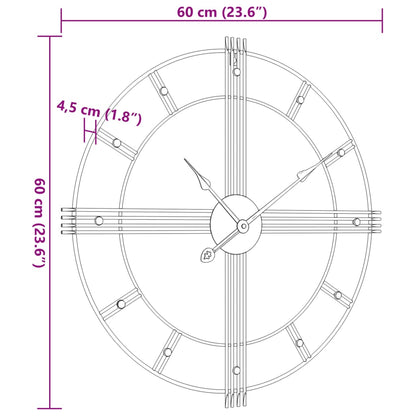 Wandklok Ø60 cm ijzer zwart