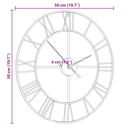 Wandklok Ø50 cm ijzer zwart