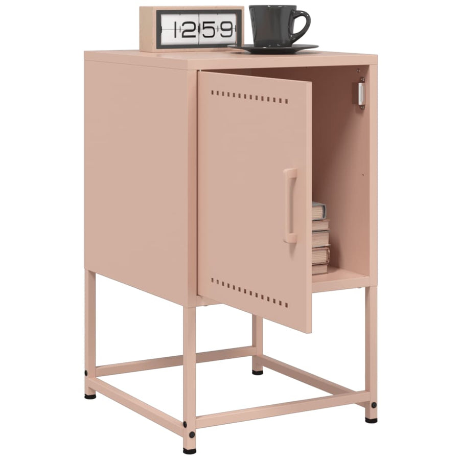 Nachtkastjes 2 st 36x39x60,5 cm staal roze