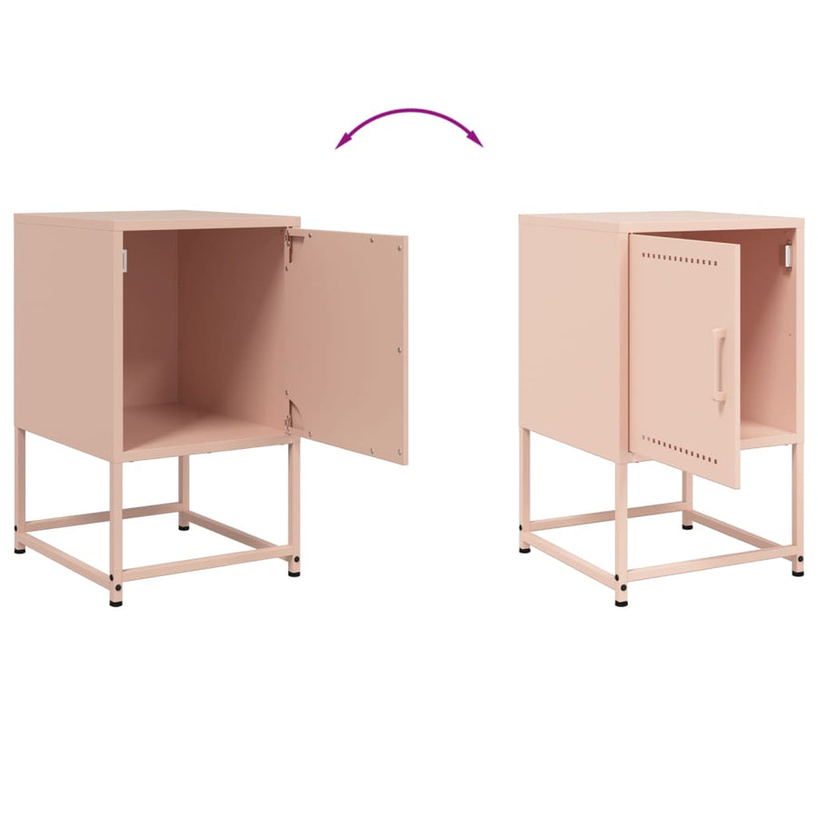 Nachtkastjes 2 st 36x39x60,5 cm staal roze