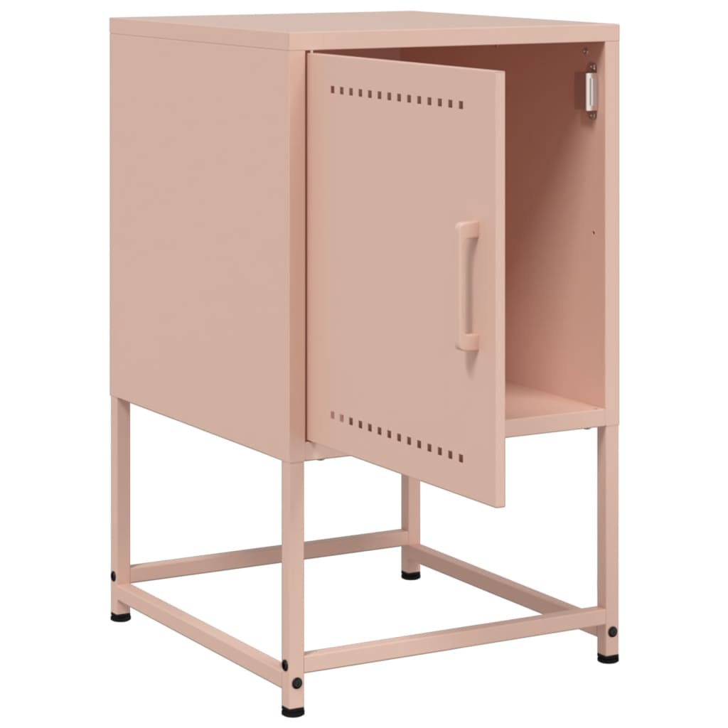 Nachtkastjes 2 st 36x39x60,5 cm staal roze