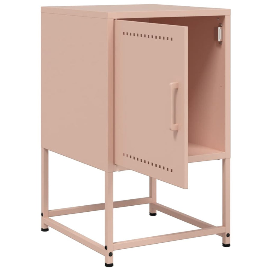 Nachtkastjes 2 st 36x39x60,5 cm staal roze