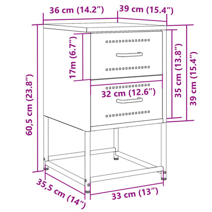 Nachtkastjes 2 st 36x39x60,5 cm staal mosterdgeel