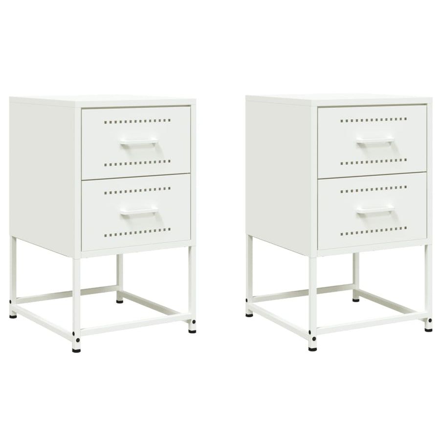 Nachtkastjes 2 st 36x39x60,5 cm staal wit