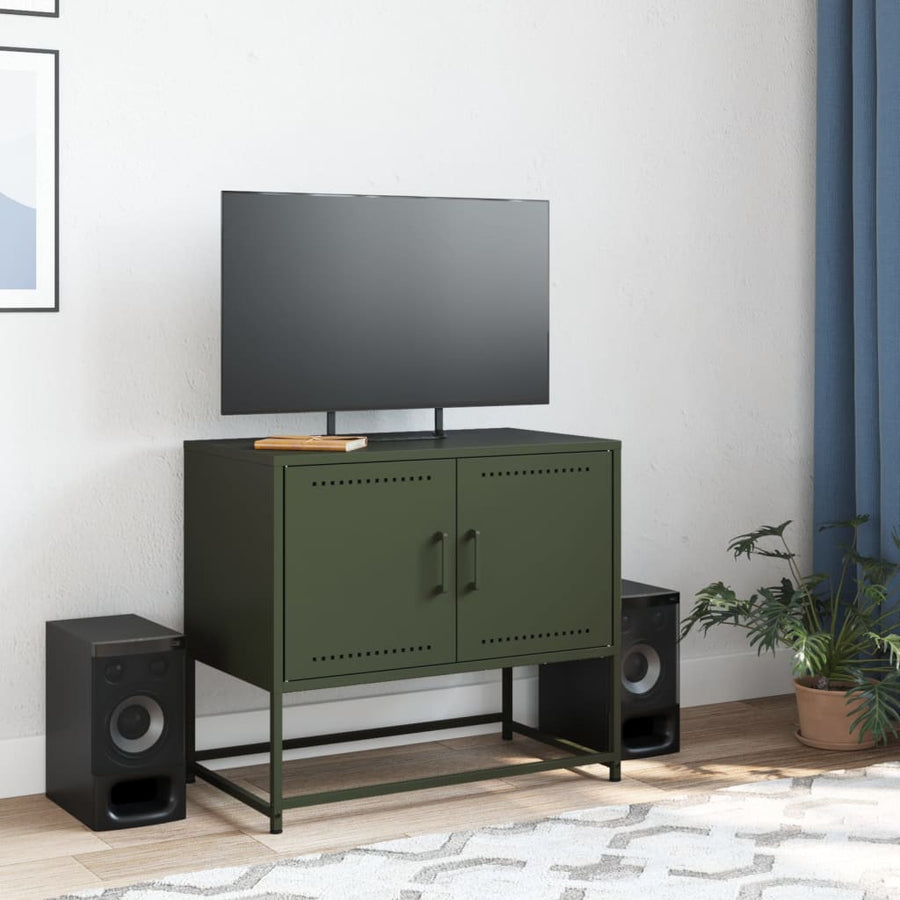 Tv-meubel 68,5x39x60,5 cm staal olijfgroen
