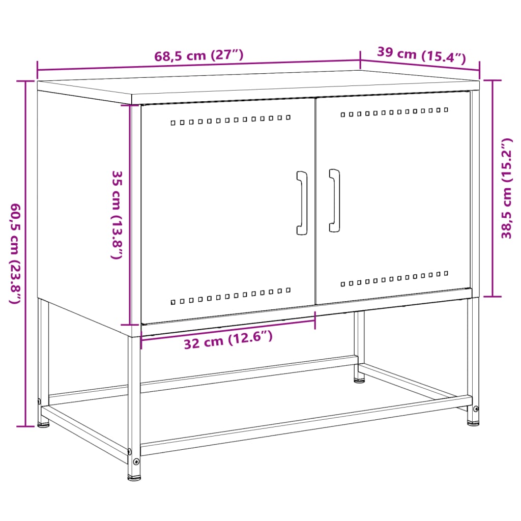 Tv-meubel 68,5x39x60,5 cm staal wit