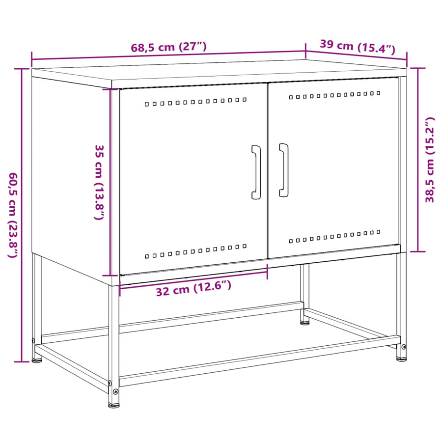 Tv-meubel 68,5x39x60,5 cm staal wit