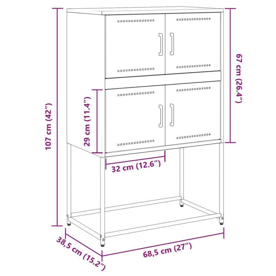 Dressoir 68,5x38,5x107 cm staal roze