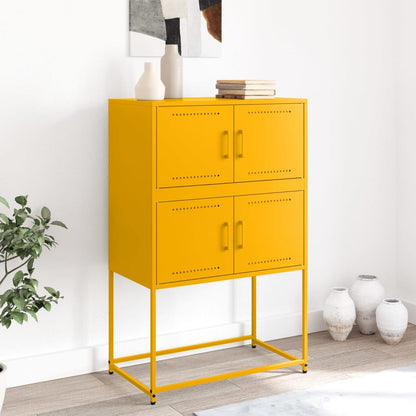 Dressoir 68,5x38,5x107 cm staal mosterdgeel