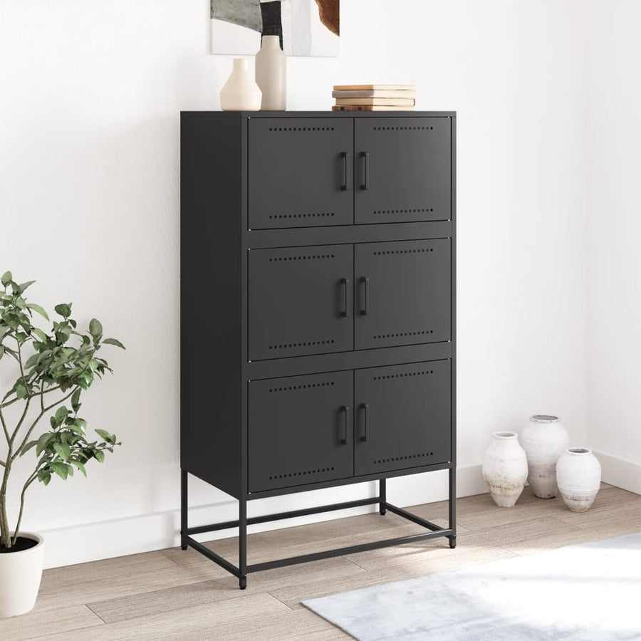 Dressoir 68,5x38,5x123,5 cm staal zwart