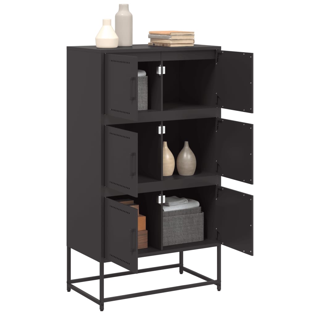 Dressoir 68,5x38,5x123,5 cm staal zwart
