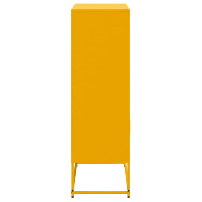 Hoge kast 68,5x38,5x123,5 cm staal mosterdgeel
