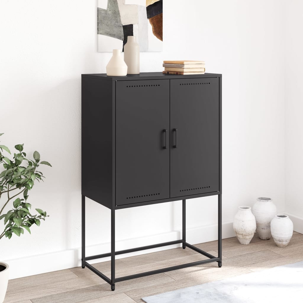 Hoge kast 68,5x38,5x107 cm staal zwart