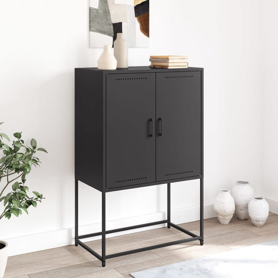 Hoge kast 68,5x38,5x107 cm staal zwart