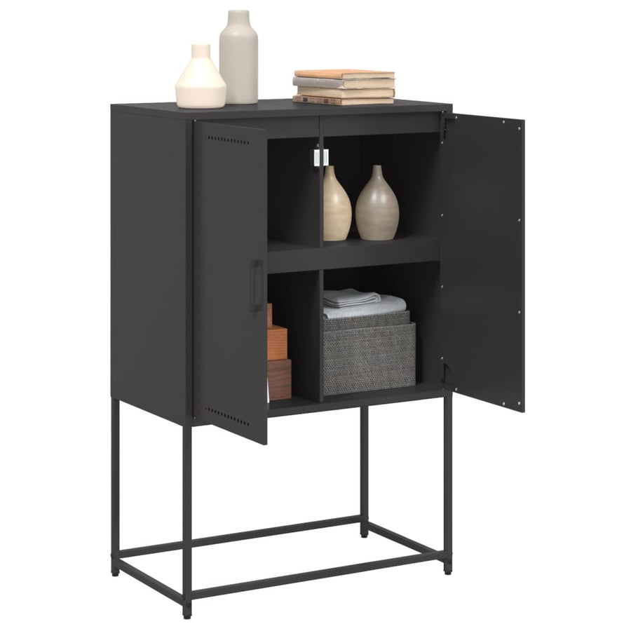Hoge kast 68,5x38,5x107 cm staal zwart