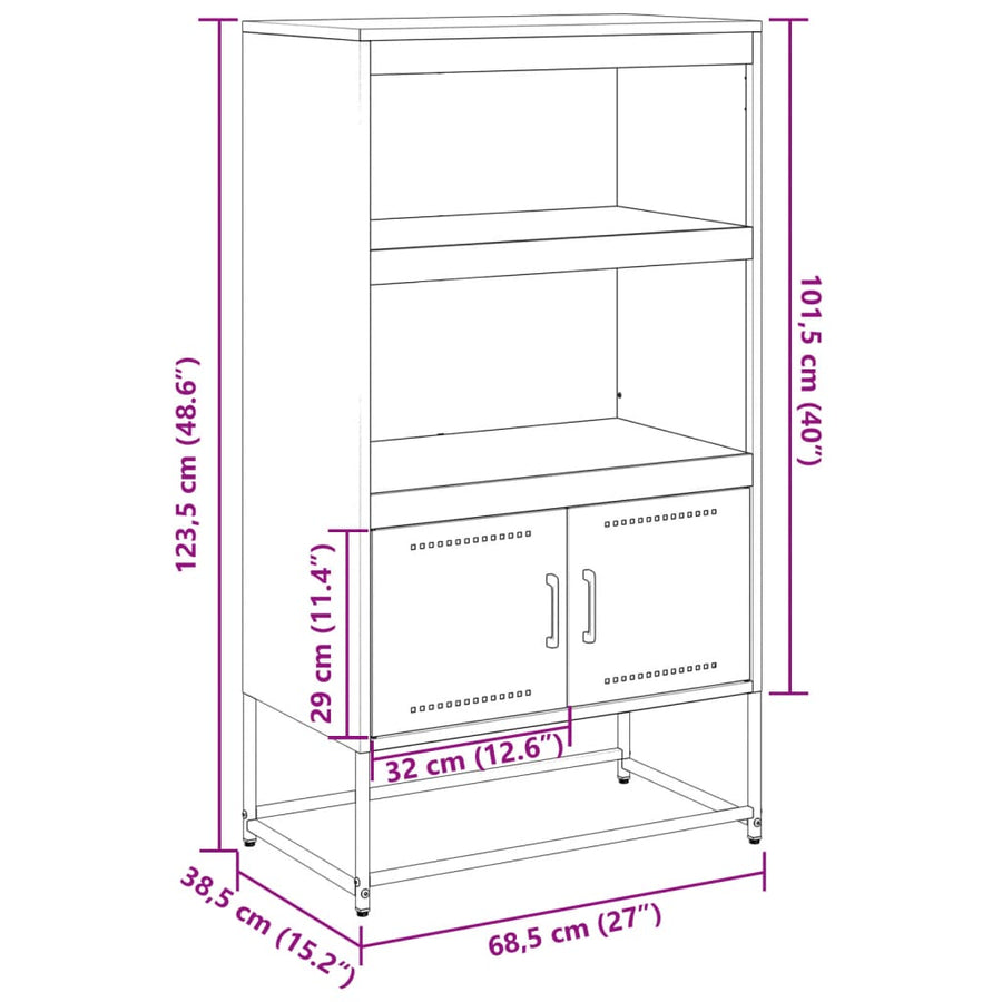 Tv-meubel 100,5x39x60,5 cm staal antracietkleurig