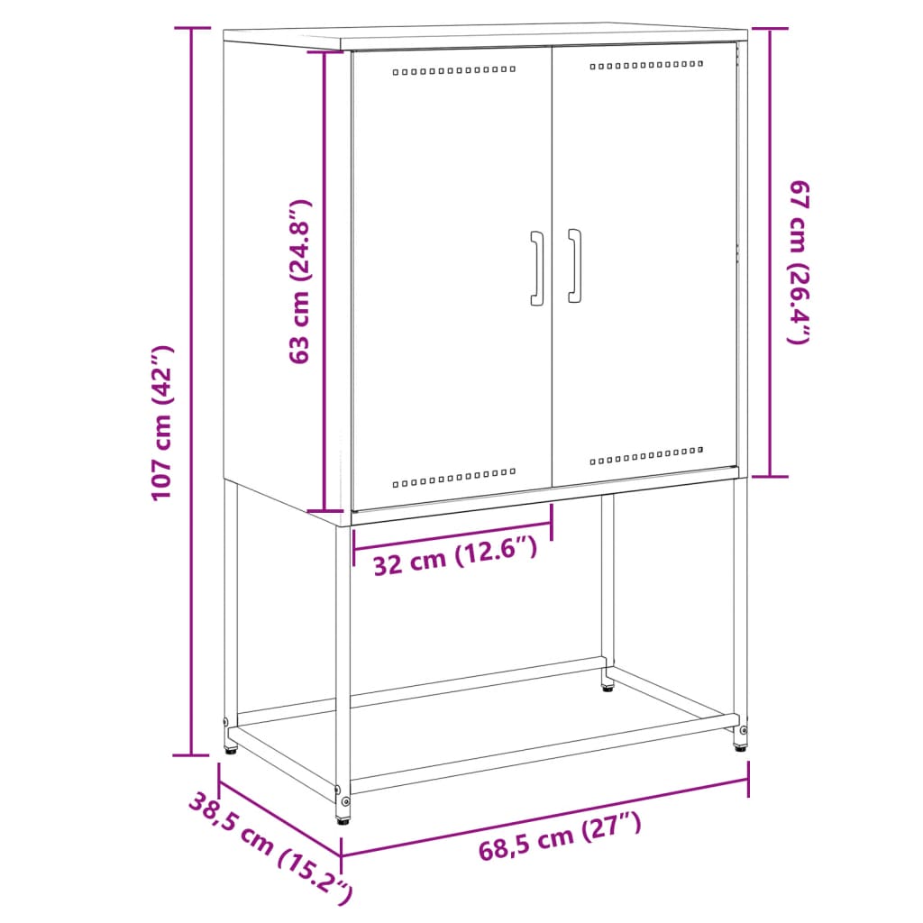 Tv-meubel 68x39x60,5 cm staal zwart