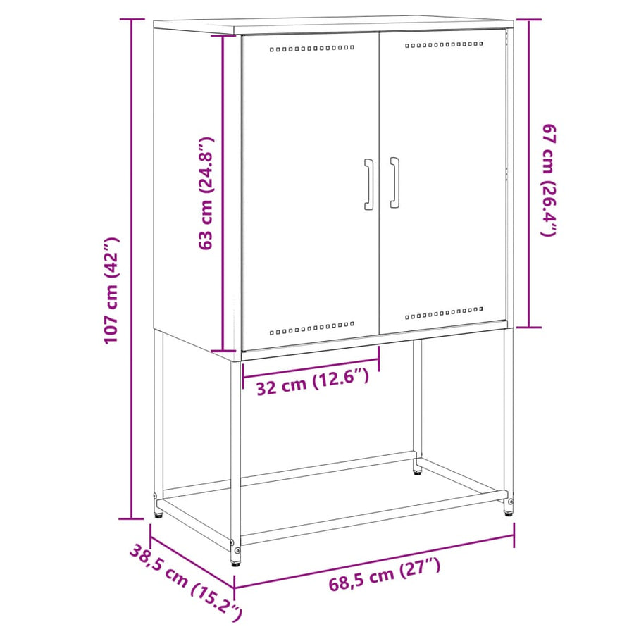 Tv-meubel 68x39x60,5 cm staal zwart