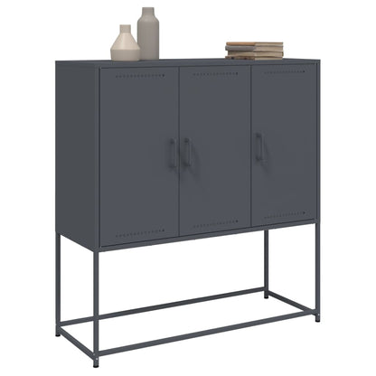 Hoge kast 100,5x39x107 cm staal antracietkleurig