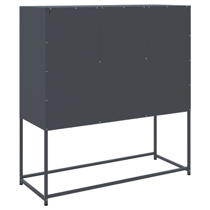 Hoge kast 100,5x39x107 cm staal antracietkleurig