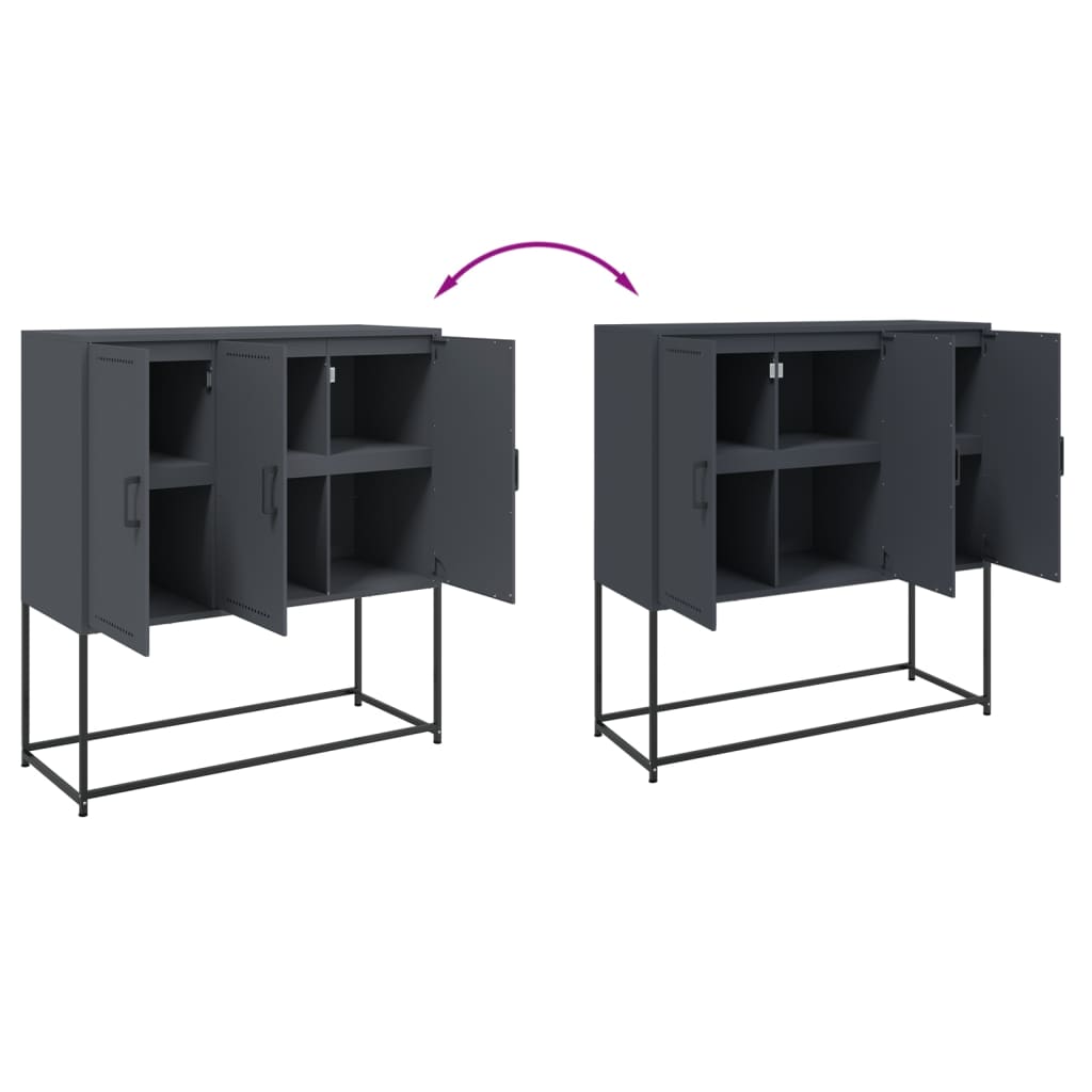 Hoge kast 100,5x39x107 cm staal antracietkleurig