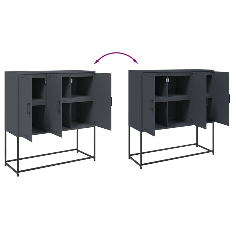 Hoge kast 100,5x39x107 cm staal antracietkleurig