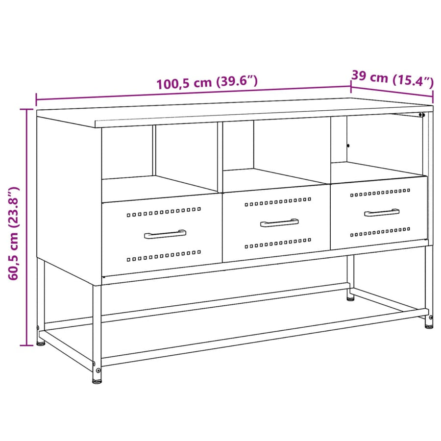 Tv-meubel 100,5x39x60,5 cm staal wit
