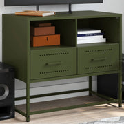 Tv-meubel 68x39x60,5 cm staal olijfgroen muurbevestiging
