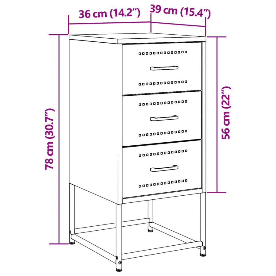 Nachtkastjes 2 st 36x39x78 cm staal mosterdgeel