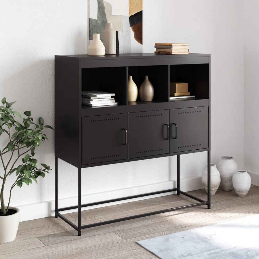 Dressoir 100,5x39x107 cm koudgewalst staal zwart