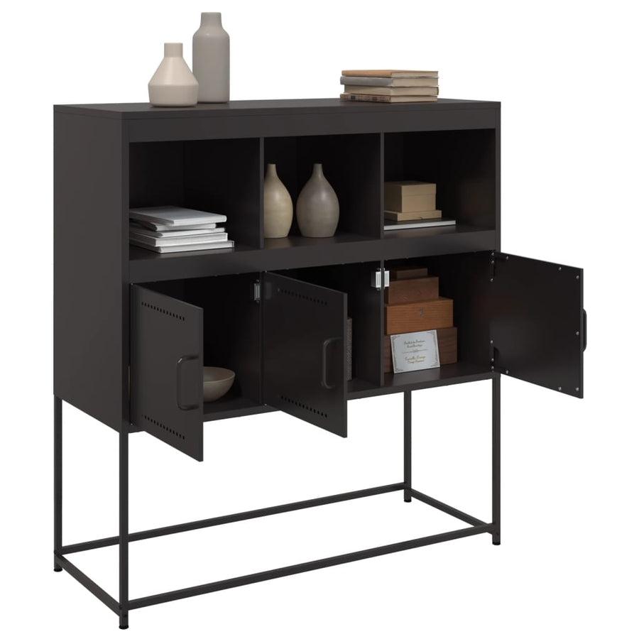 Dressoir 100,5x39x107 cm koudgewalst staal zwart