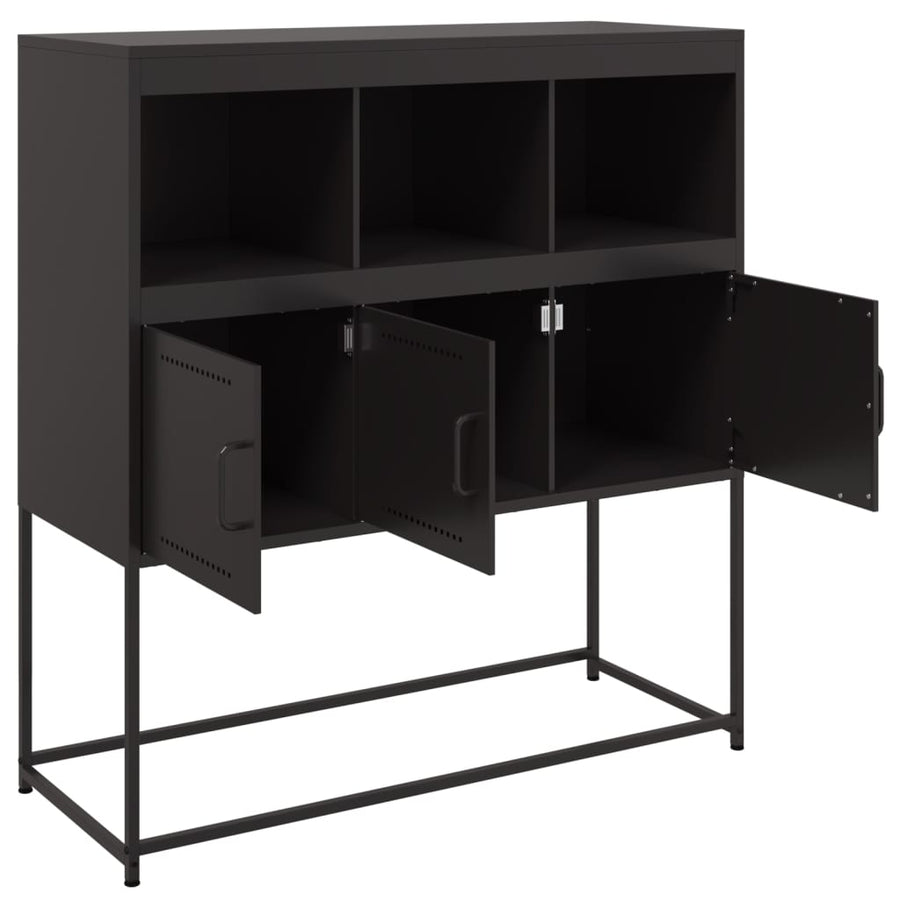 Dressoir 100,5x39x107 cm koudgewalst staal zwart