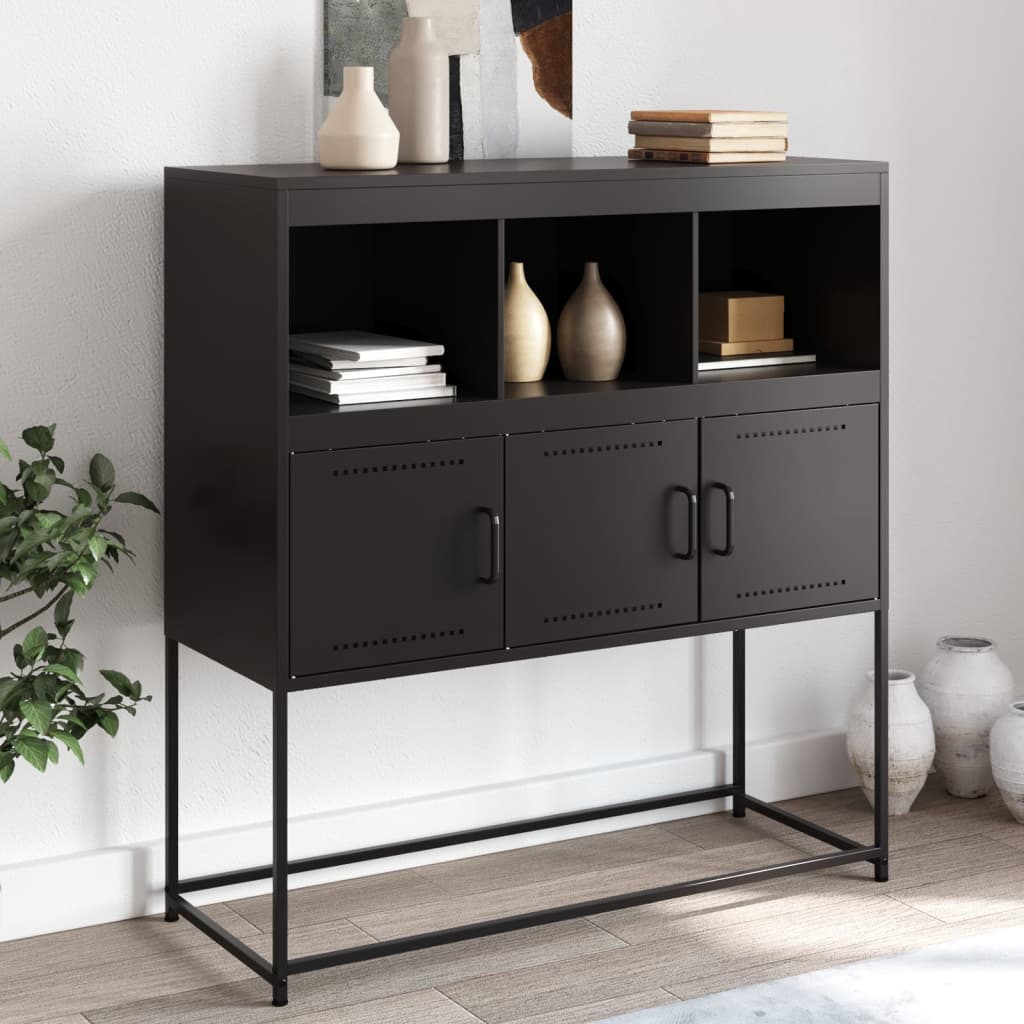 Dressoir 100,5x39x107 cm koudgewalst staal zwart